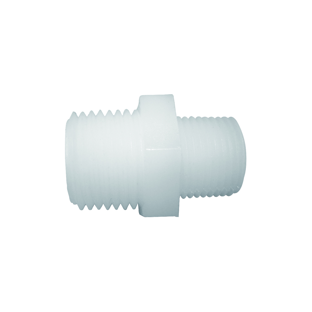 NYLON NIPPLE: REDUCING MALE PIPE THREAD X MALE PIPE THREAD